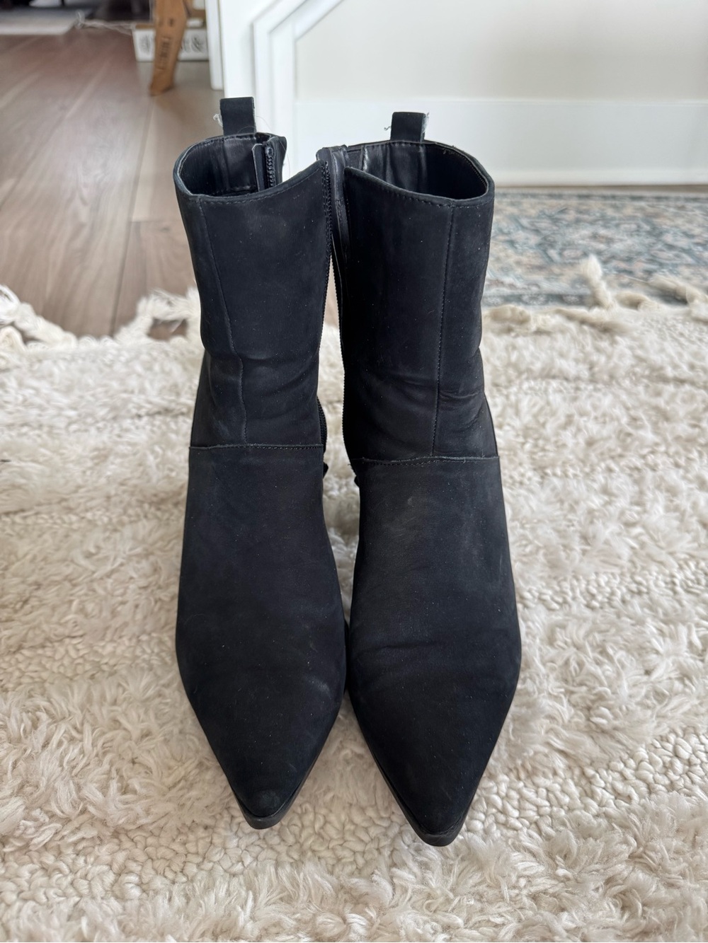 Aldo Black Pointed-Toe Suede Ankle Booties
